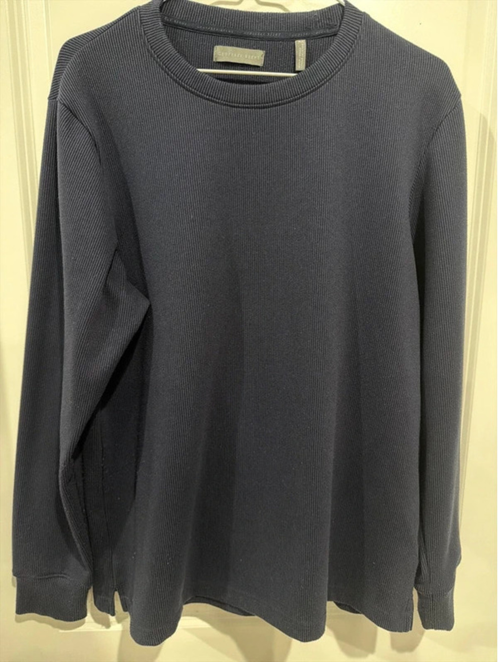Geoffrey Beene Men’s Medium Navy Crewneck Sweater Ribbed Knit Pullover